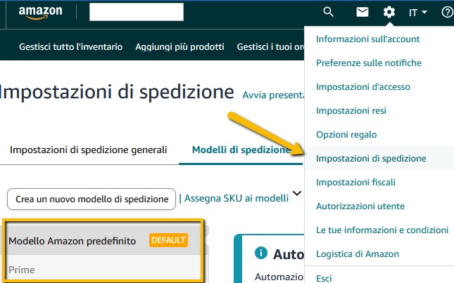 Template spedizione Seller Central