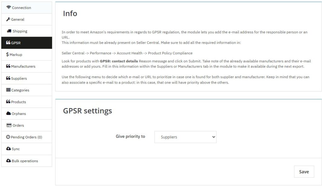 AmazonSync GPSR settings